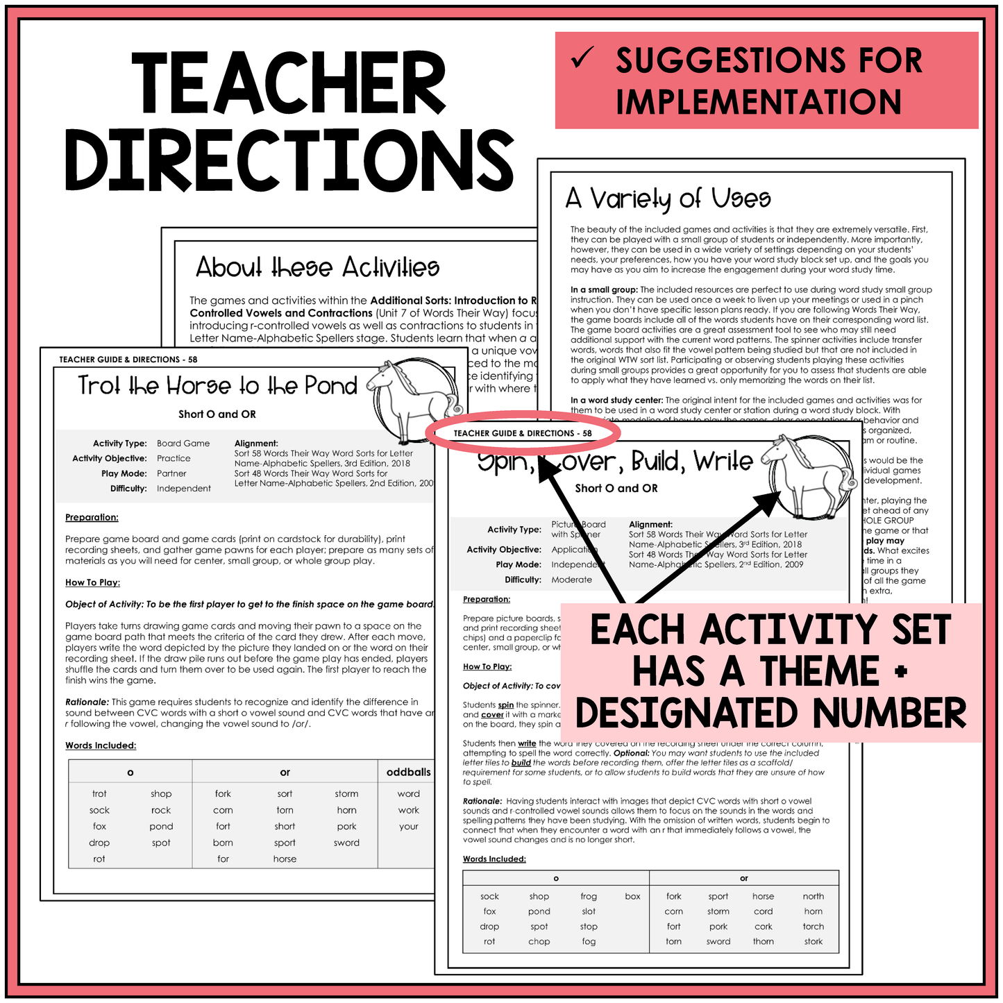 Intro to Contractions and R-Controlled Vowels Unit 7 Letter Name Words Their Way Games Bundle