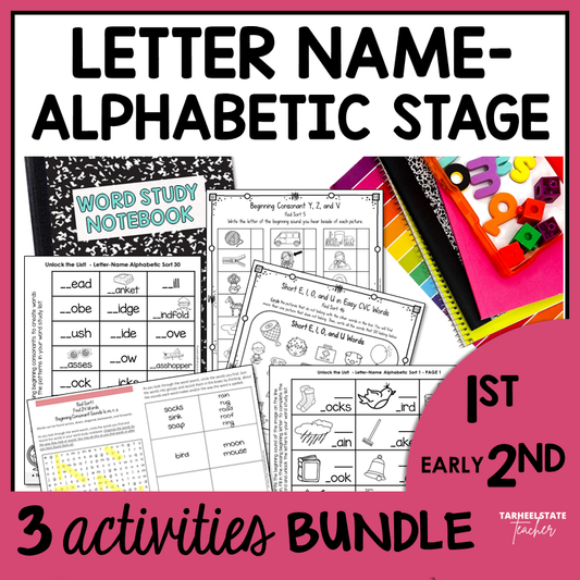 Spelling activities, worksheets, and resources for the classroom and at-home practice for spellers in the letter name-alphabetic stage.