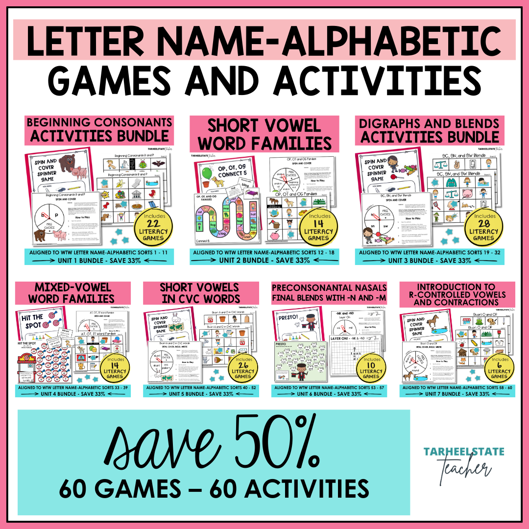 All Letter Name-Alphabetic games and activities aligned with sorts from Words Their Way