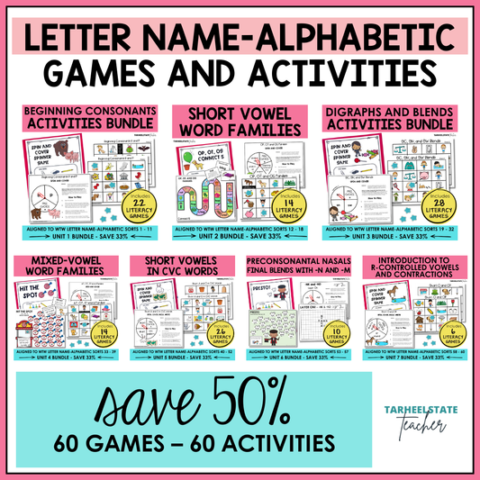 All Letter Name-Alphabetic games and activities aligned with sorts from Words Their Way