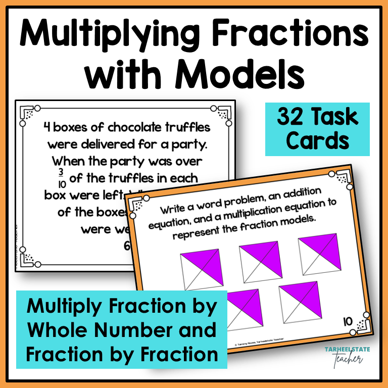 Fractions Word Problems Task Cards Activities or Math Centers Mega Bundle