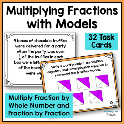Fractions Word Problems Task Cards Activities or Math Centers Mega Bundle