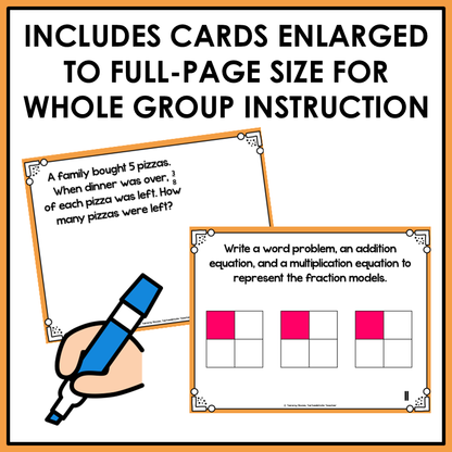 Multiplying Fractions with Models and Word Problems Task Cards Activities