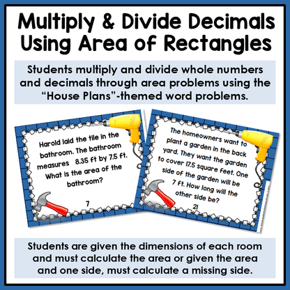 Multiply Divide DECIMALS Task Cards Activities or Math Centers