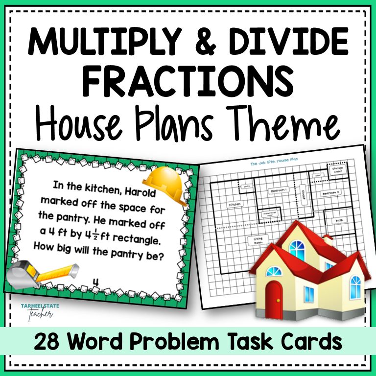 Fractions Word Problems Task Cards Activities or Math Centers Mega Bundle