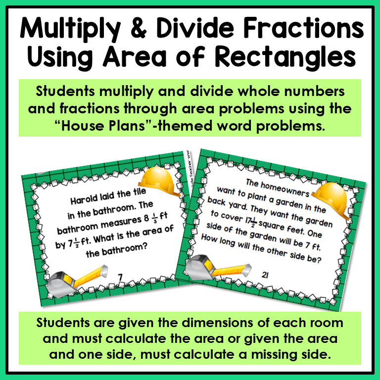 Multiplying and Dividing Fractions Task Cards Activities or Math Centers