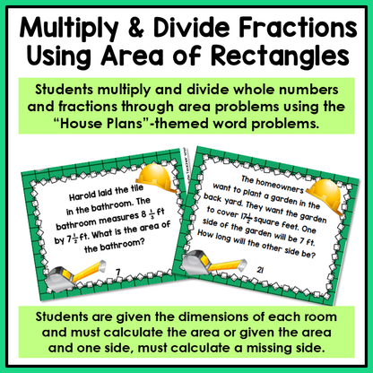 Multiplying and Dividing Fractions Task Cards Activities or Math Centers