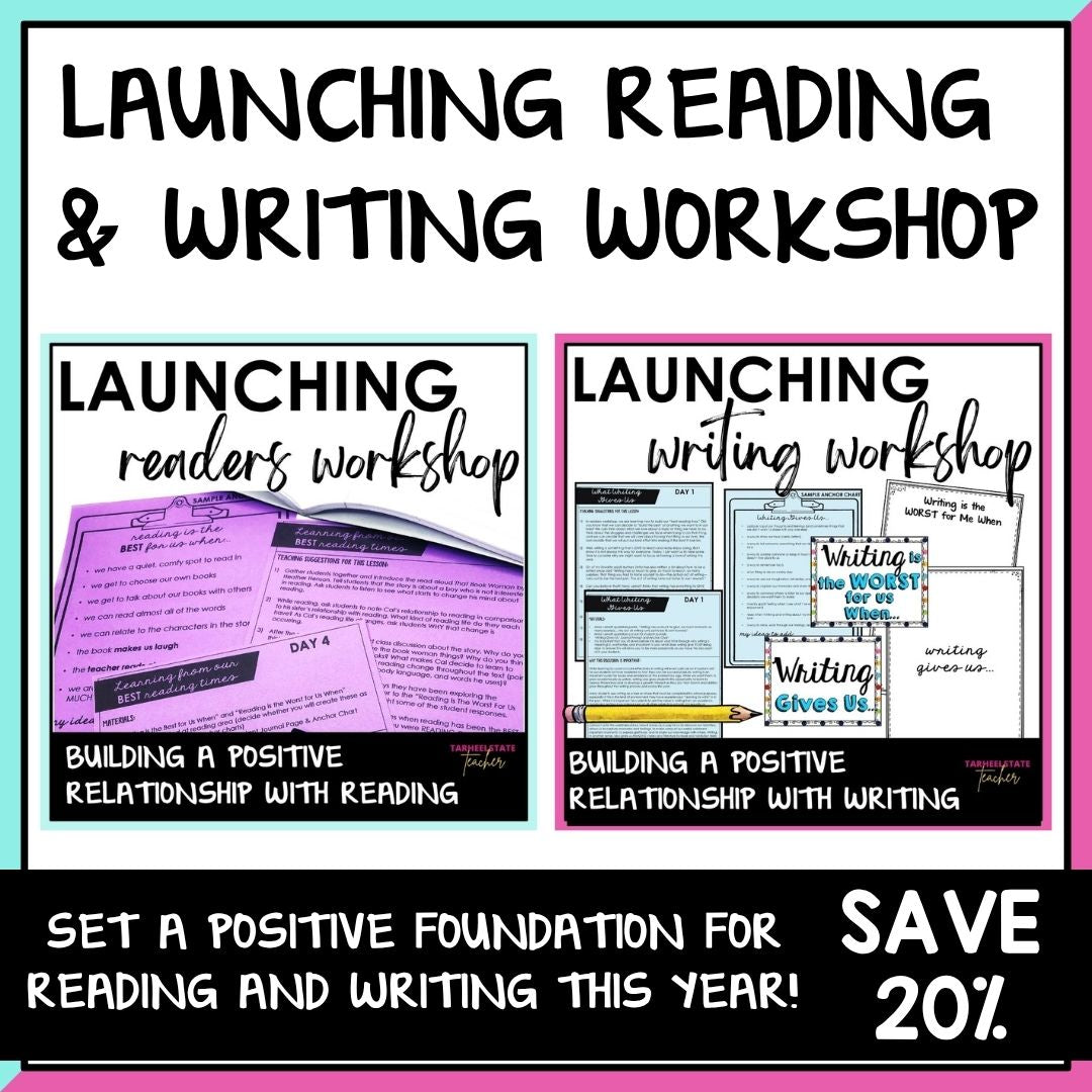 Launch Reading & Writing Workshop with minilessons, anchor charts, journal prompts & quotes units for back to school upper elementary ELA