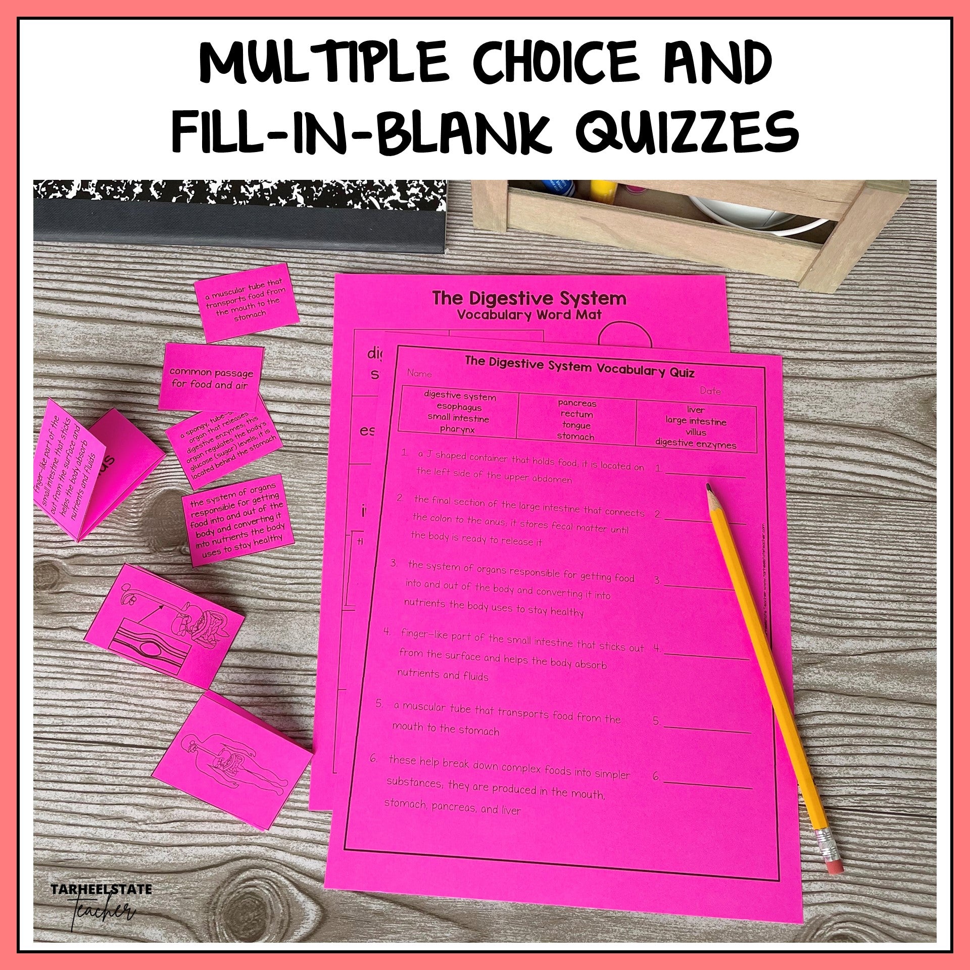 Digestive system and nervous system pdf includes multiple choice and fill-in-the-blank quizzes to check for student understanding and can be used for pre or post assessments