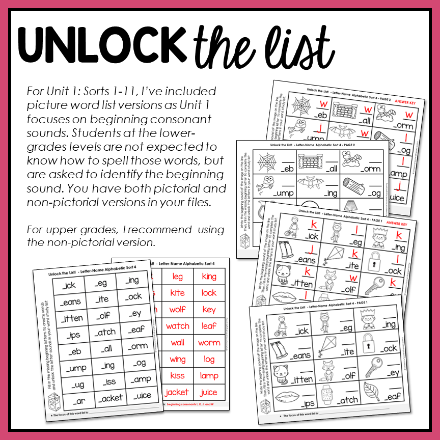 Educational materials for learning letter sounds with pictures