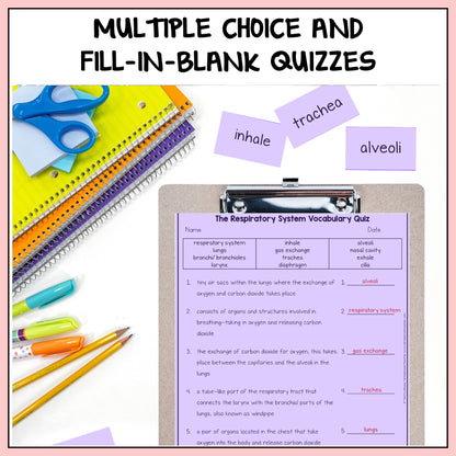Multiple choice and fill-in-the-blank quizzes for checking student understanding and test prep