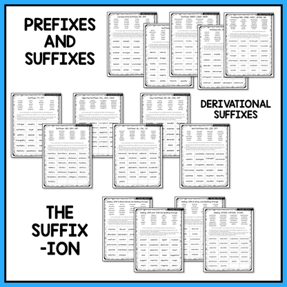 Prefixes Suffixes Multisyllabic Words Derivational Relations Activity Printable