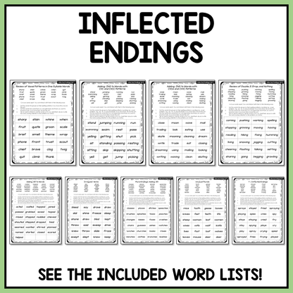 Inflected Endings Adding ED, ING, S and ES Syllables Affixes Activity Printable