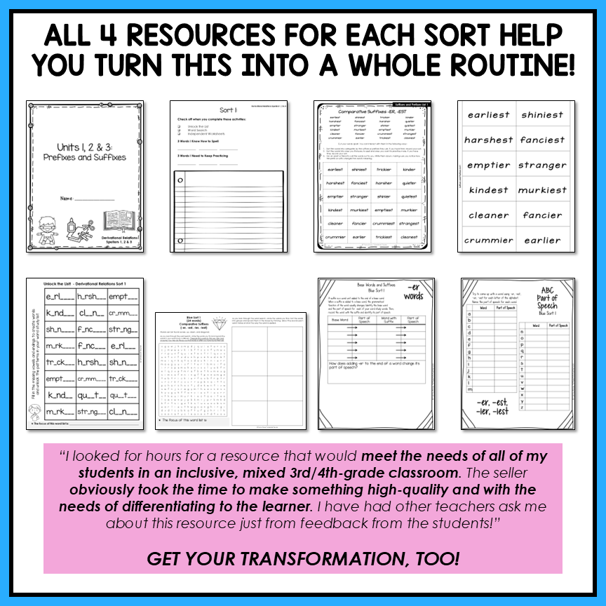 Prefixes Suffixes Multisyllabic Words Derivational Relations Activity Printable
