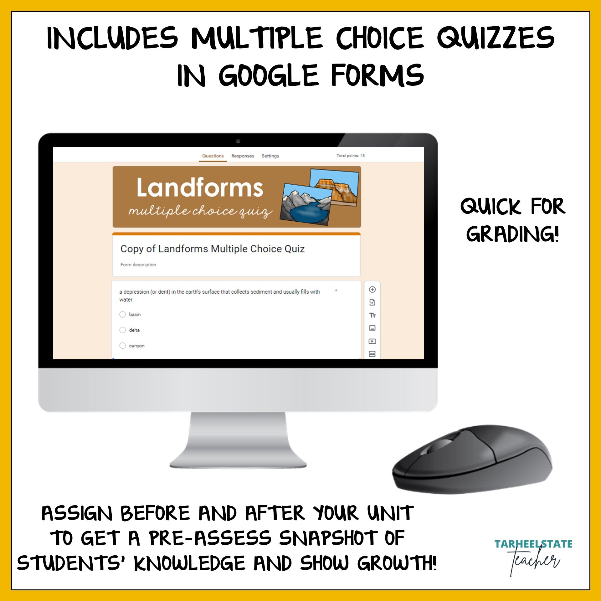 Weathering and Erosion resource includes multiple choice quizzes in Google Forms to make grading easier