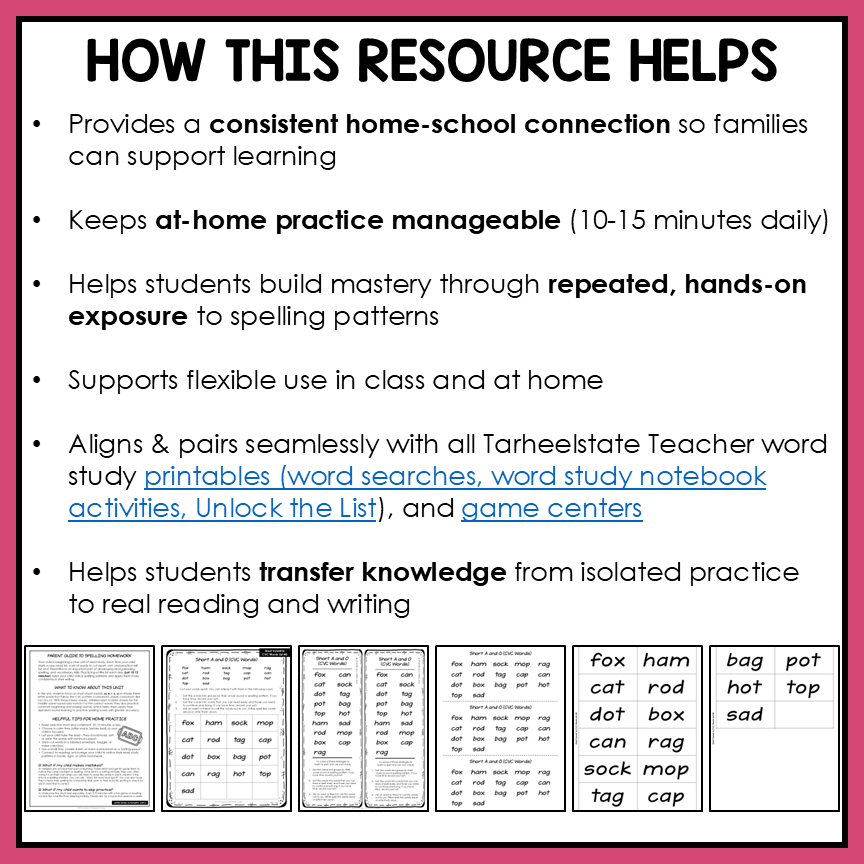 Benefits of having a consistent spelling homework routine for elementary spellers.