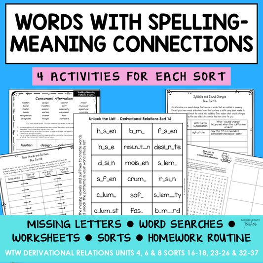 Vowel Consonant Alternations Suffixes ABLE IBLE Derivational Activity Printable