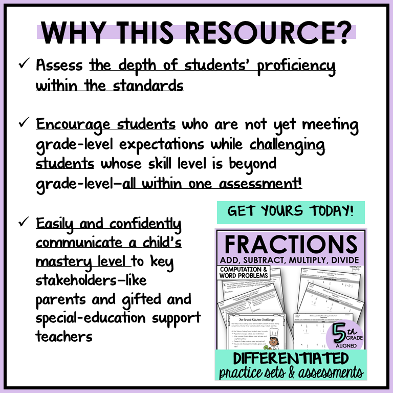 5th Grade Fractions 5.NF ALL Standards Adding Subtracting Multiplying Dividing Fractions
