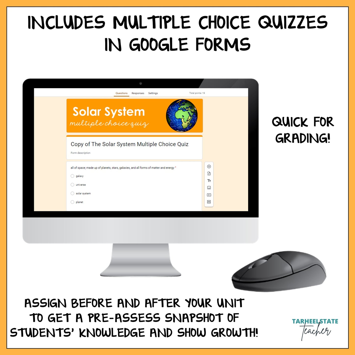 Includes multiple choice quiz on the solar system using Google Forms for easy student and teacher checking