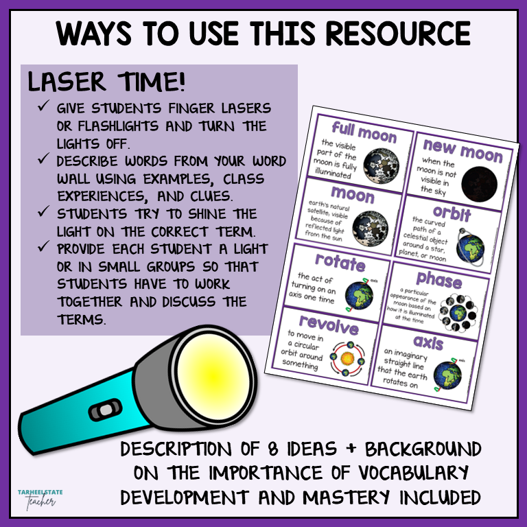 Ideas for incorporating phases of the moon vocabulary