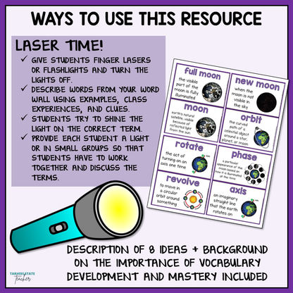 Ideas for incorporating phases of the moon vocabulary