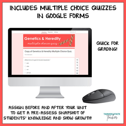 Includes multiple choice quizzes in google forms to make grading easier