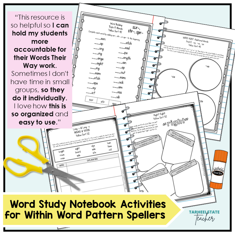 Spelling Interactive Notebook Activities for Within Word Pattern Spellers