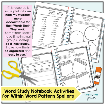 Spelling Interactive Notebook Activities for Within Word Pattern Spellers
