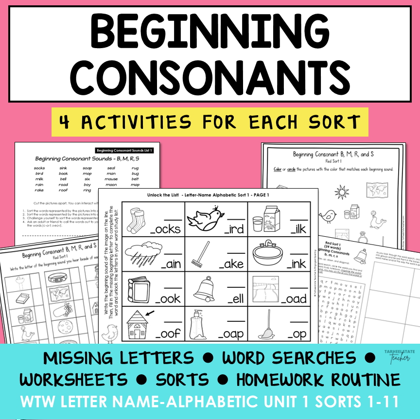 Beginning Initial Letter ID Sounds Activities Letter Name Activity Printable