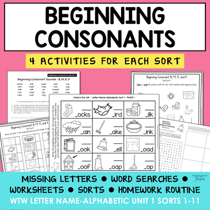 Beginning Initial Letter ID Sounds Activities Letter Name Activity Printable