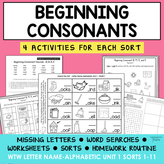Beginning Initial Letter ID Sounds Activities Letter Name Activity Printable