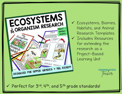 Ecosystem and Biomes Project | Animal Research with Graphic Organizers