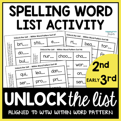 Spelling word list activity for 2nd to 3rd grade within word pattern sorts words their way
