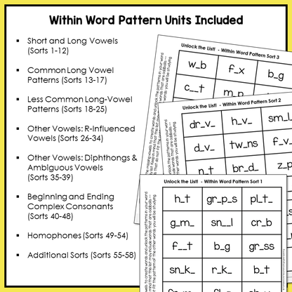 Engaging fill in the blank spelling activities for students learning about short and long vowels, r-controlled vowels, diphthongs and ambiguous vowels, beginning and ending complex consonants, and homophones.