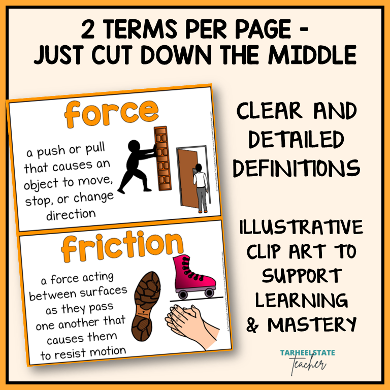 Educational flashcard with terms 'Genetics' and 'heredity' and related definitions, featuring clip art.