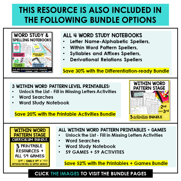 Within Word Pattern Stage Words Their Way Activity Word Study Notebook
