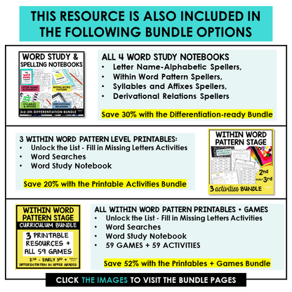 Within Word Pattern Stage Words Their Way Activity Word Study Notebook