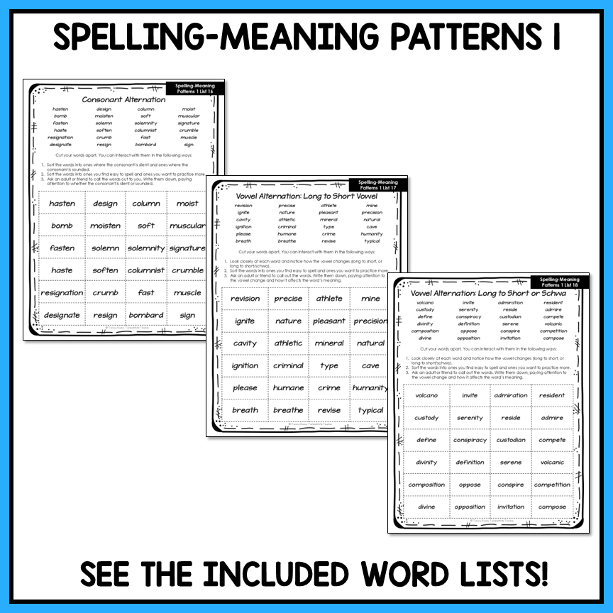 Vowel Consonant Alternations Suffixes ABLE IBLE Derivational Activity Printable