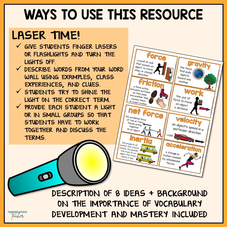 Ideas for incorporating force and motion vocabulary