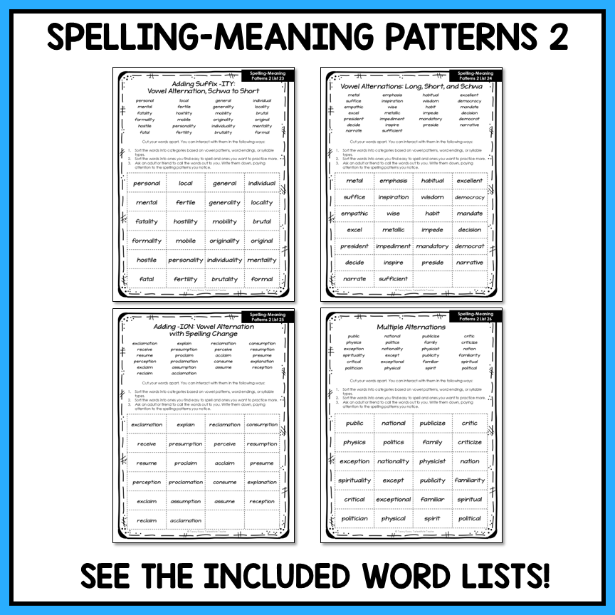 Vowel Consonant Alternations Suffixes ABLE IBLE Derivational Activity Printable