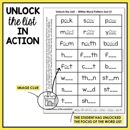 Fill in the blank spelling activity to help students recognize and learn spelling patterns in the Within Word Pattern stage