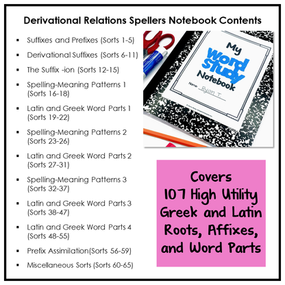 Derivational Relations Stage Words Their Way Activity Word Study Notebook | Morphology Spelling Activities