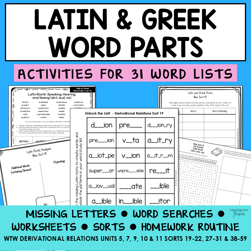 Greek and Latin Roots and Prefixes Morphology Activities Derivational Printable