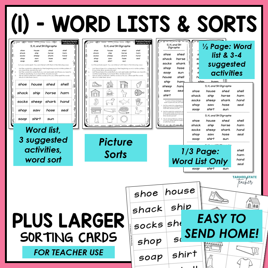 Digraphs and Initial Consonant Blends Activities SH CH TH Letter Name Printable