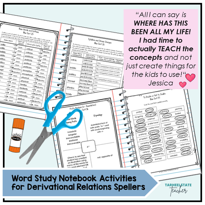 Derivational Relations Stage Words Their Way Activity Word Study Notebook | Morphology Spelling Activities