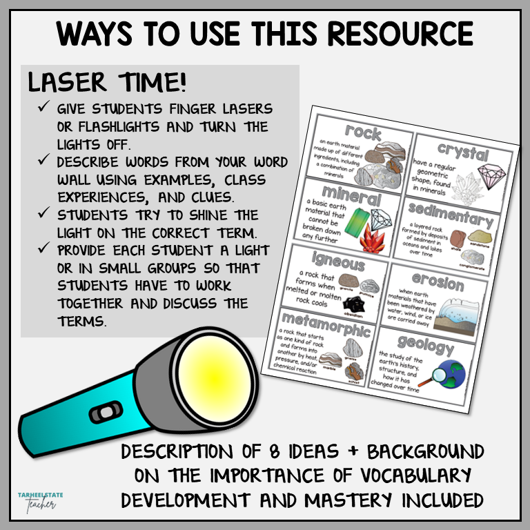 Ideas for incorporating rocks and minerals vocabulary