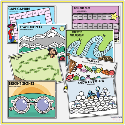 Less Common Long Vowel Patterns Unit 3 Within Word Pattern Games Bundle | Open Syllable Activities