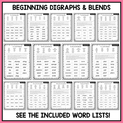 Digraphs and Initial Consonant Blends Activities SH CH TH Letter Name Printable