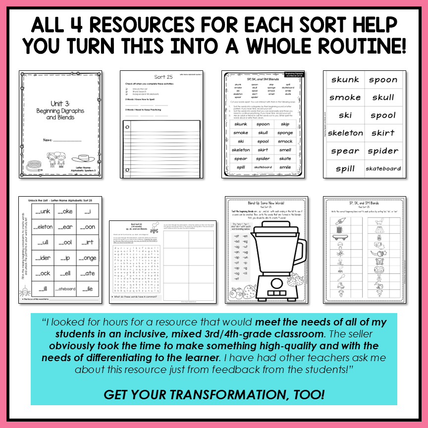 Digraphs and Initial Consonant Blends Activities SH CH TH Letter Name Printable
