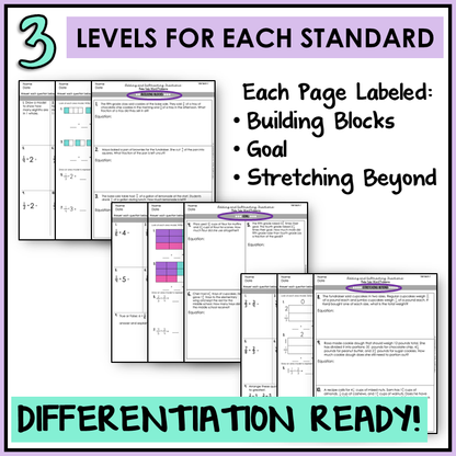 5th Grade Fractions 5.NF ALL Standards Adding Subtracting Multiplying Dividing Fractions